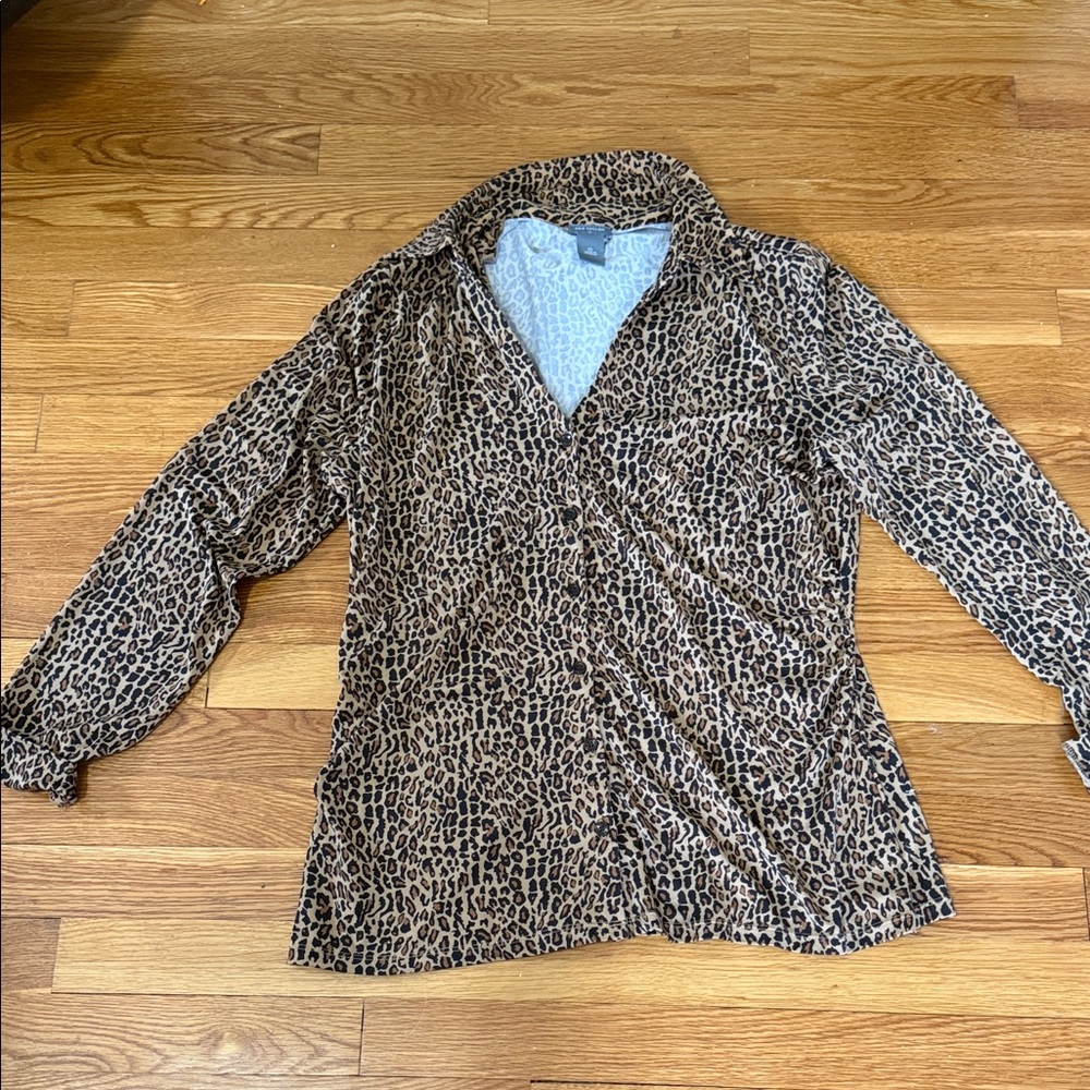 Ann Taylor Brown and Black Animal Print Top
